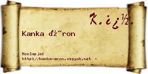 Kanka Áron névjegykártya